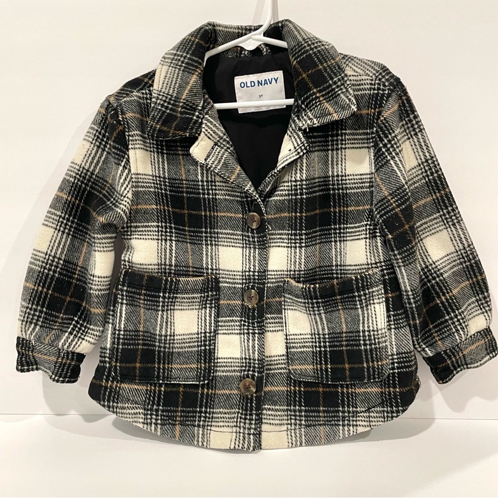 OLD NAVY Girls Plaid Button-Up Jacket Coat – Toddler 3T